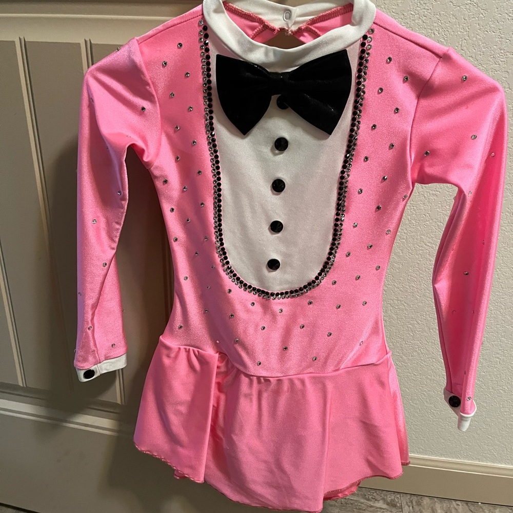 Pink panther tuxedo figure skating dress